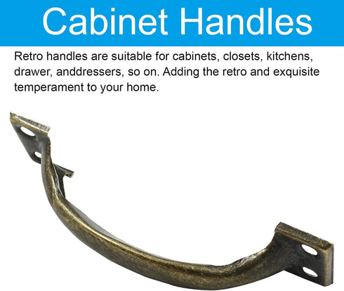 4 Pcs Bronze Pull Handles, Vintage Style Barn Door Handles, Metal Gate Pull Handle for Drawer Dresser