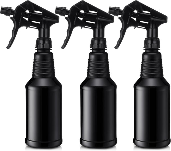 Honeydak 3 Pack Plastic Spray Bottles Black 17 oz Heavy Duty Opaque