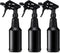 Honeydak 3 Pack Plastic Spray Bottles Black 17 oz Heavy Duty Opaque