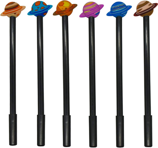 Maydahui 12 PCS Multicolor Planet Rollerball Pen, Black Gel Ink Outer Space Theme Star Pens for School Party Astronomer