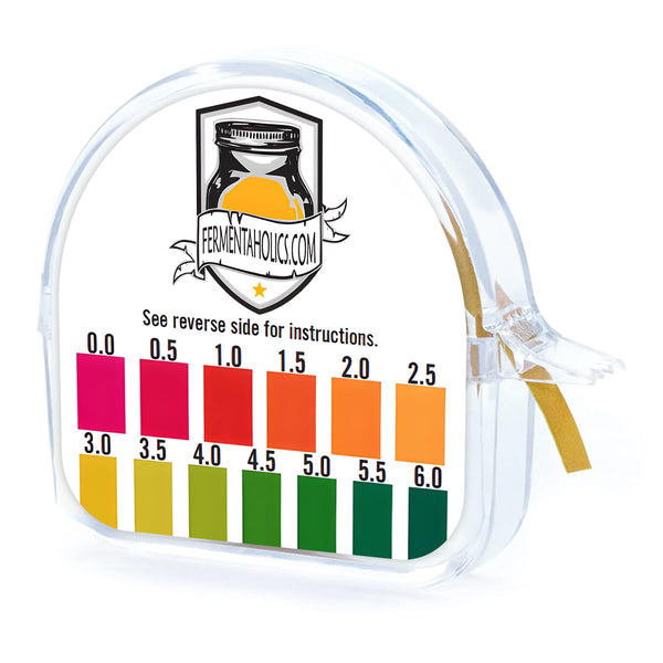 Kombucha Instant Read pH Strips Dispenser - 180 1" Inch Strips, 15 ft Roll, pH Range 0-6 for Brewing