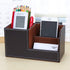 KINGFOM Desk Organizer - Multi-function Office Supplies Caddy in Brown Pu Leather