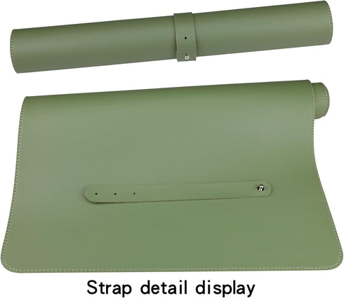 Busnos 47.2" x17" Cute Desk Cover - Mouse Pad, Green Leather Non-Slip Laptop Mat for Desktop