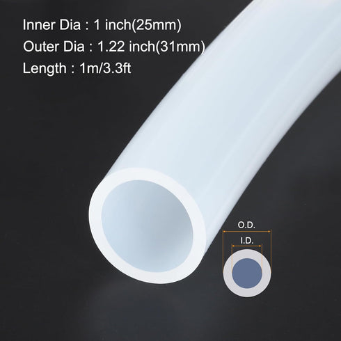1m Clear Silicone Tubing (25mm ID x 31mm OD) for Industrial Use, Pure Silicone Hoses for Pump Siphoning