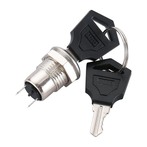 Baomain On-Off Keyswitch Keylock Switch - 11mm Mounting Hole Size, Pack of 2 with Keys