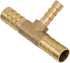 Closmos 2pcs Brass Hose Barb Reducer Tee, 5/8" x 3/8" x 5/8" Barbed 3 Ways Connector with Hose Clamps
