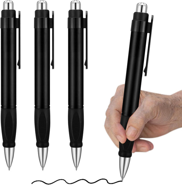 Big Fat Pens, Weighted for Enhanced Writing Stability, Easy Thick Grip for Arthritis and Elderly, 3pcs Black