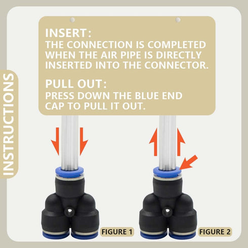 46 Pcs 4mm Pneumatic Quick Push in Connect Air Tube Fitting Kit, Includes Straight/Elbow/Tee/Splitter Connectors