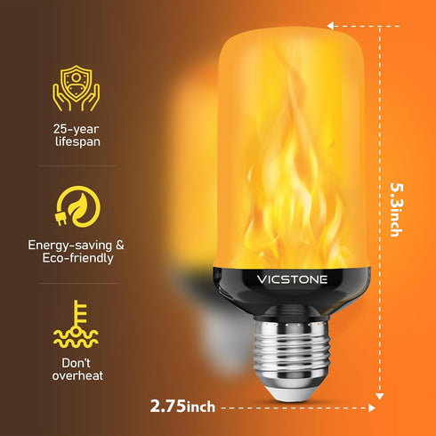 Upgraded LED Flame Light Bulbs, 4-Mode Flickering Light Bulbs, E26 27 Fire Light Bulb for Halloween, Christmas,