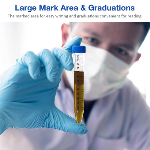SimPure Centrifuge Tubes 15mL, Sterile 50 PCS, Polypropylene, Leak-Proof Screw Caps, Non-pyrogenic