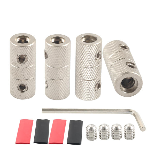 8 Gauge Butt Connectors, 8 AWG Cable Butt Splice Power Ground Wire Terminal Connection, 4PCS with Heat Shrink Tube