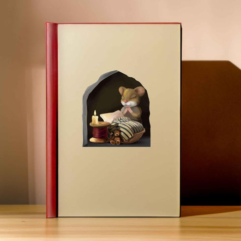 Mouse Reading Book Wall Decor Sticker Decal for Kids Room, Classroom, Home, Bedroom, Book Lover