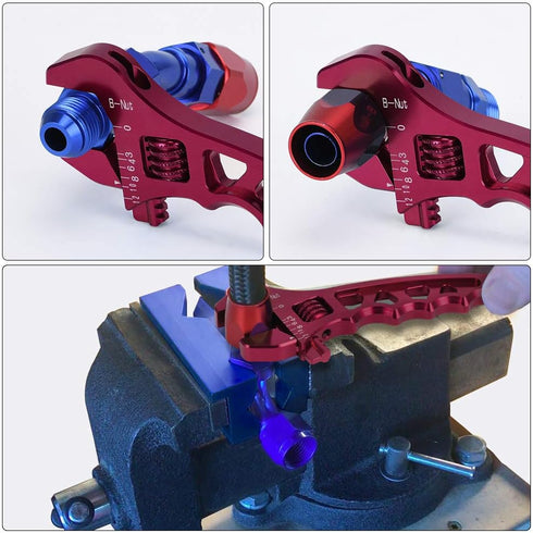 AN Adjustable Wrench, Lightweight Aluminum Hose Fitting Tool Spanner AN3-AN12 (Red)