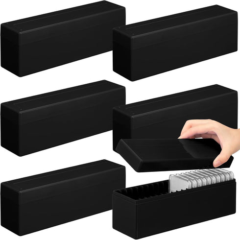 Wenqik 6 Pcs Plastic Coin Storage Box Case with 20 Slab Holders, Coin Collection Container for Home Office (Black)