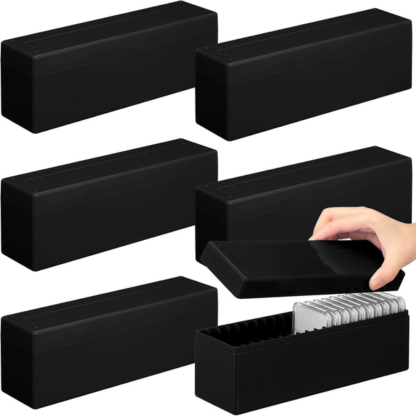 Wenqik 6 Pcs Plastic Coin Storage Box Case with 20 Slab Holders, Coin Collection Container for Home Office (Black)
