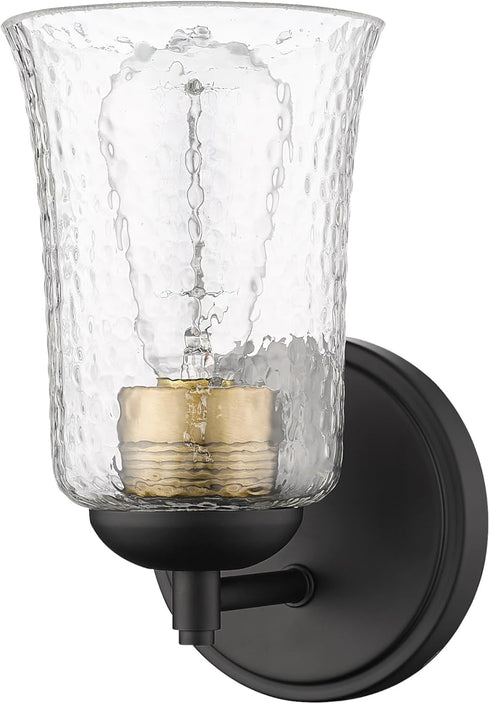 ML 10101-MB 1 Lighting | Abilene Collection | | Light Wall Sconce in Matte Black Finish with Clear Chiseled Glass Shade