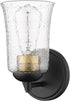 ML 10101-MB 1 Lighting | Abilene Collection | | Light Wall Sconce in Matte Black Finish with Clear Chiseled Glass Shade