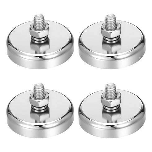 Limbeuuu 4 Packs Super Strong Neodymium Round Magnet with M8 Male Thread Nuts