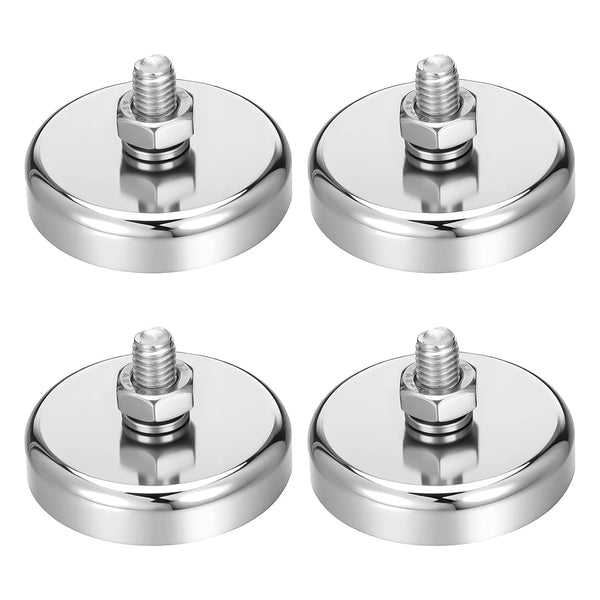 Limbeuuu 4 Packs Super Strong Neodymium Round Magnet with M8 Male Thread Nuts