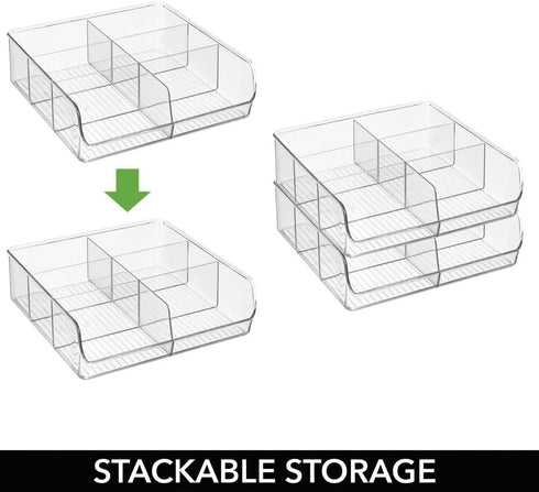 6 Closets, mDesign Plastic Home Office Wide Bin Organizer with Compartments for Cabinets, Drawers, Desks, Tables