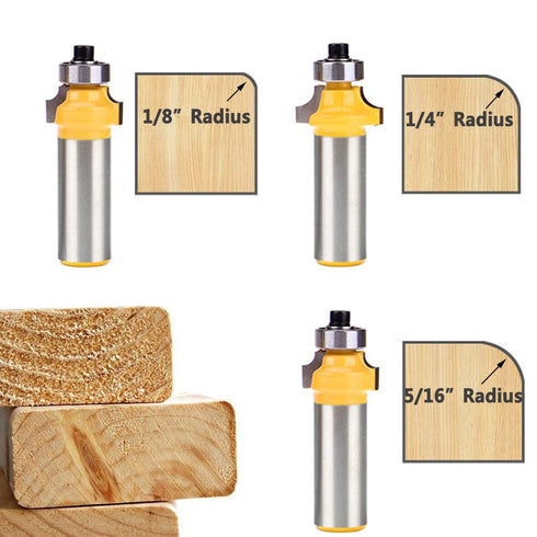 Yakamoz 6Pcs 1/2 Inch Set Shank Round-Over Router Bits Corner Rounding Edge-Forming Roundover Beading Router Bit