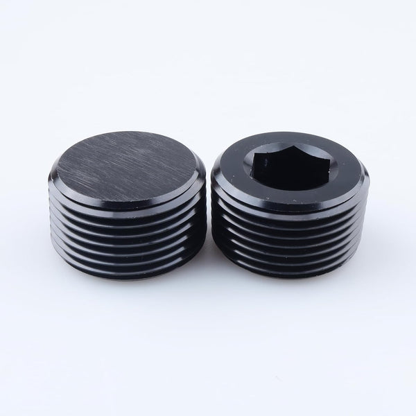 1" NPT Male Socket Allen Head Plugs Aluminum Black, 2 Pack
