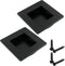 2 Pack Square Sliding Cabinet Finger Pulls, Stainless Steel Recessed Flush Pocket Handles, 2.3 Inch (59mm)