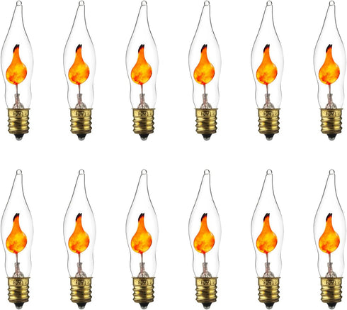 Sunlite Petite Chandelier Flicker Flame Light Bulb Candelabra Base, Orange, for Holiday