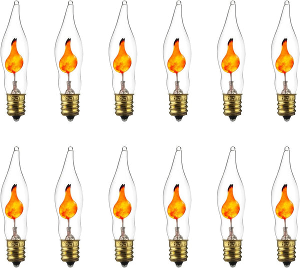 Sunlite Petite Chandelier Flicker Flame Light Bulb Candelabra Base, Orange, for Holiday