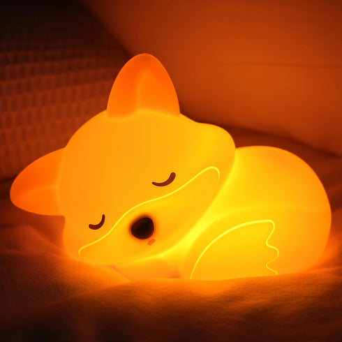 YuanDian Fox Night Light, Squishy Fox Silicone Lamp Novelty Gifts, Rechargeable Dimmable