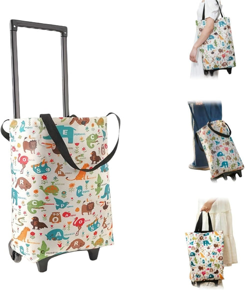 YORJLBK Portable Shopping cart Foldable with Wheels,Folding Shopping Cart Tote Bag Trolley Grocery