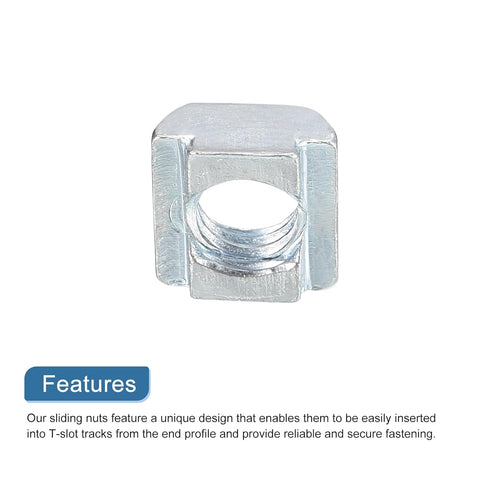 uxcell T Nuts 50pcs - Nickel Plated Carbon Steel M6 Hammer Head Fastener, 2020 Series Sliding T Slot Bolts for Aluminum
