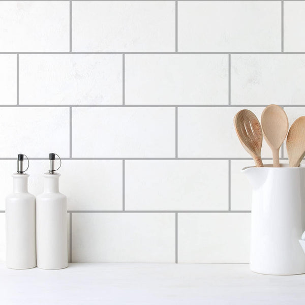 White Vinyl Wall Tile Transfers Brick Sticker for Home Decor, 27Pcs, 8x4Inch/20x10CM, Peel&Stick Self-Adhesive