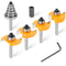yqlbgprj Rabbeting Router Bit Set with 6 Bearings, 1/4-Inch Shank, 4Pcs Bits (1/8"3/8"