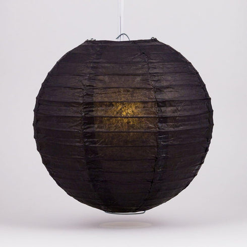 Luna Bazaar Paper Lantern (20-Inch, Parallel Style Ribbed, Black) - Rice Paper