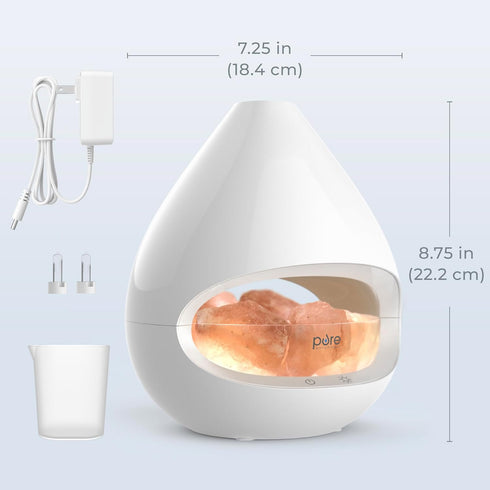 2-in-1 100% 160 mL 16-Hour Pure Enrichment PureGlow Crystal - Himalayan Salt Lamp & Ultrasonic Essential Oil Diffuser