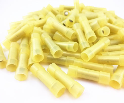 Yueton 100pcs 12/10 Gauge Nylon Fully Insulated Butt Connectors - Crimping Terminals (Yellow)