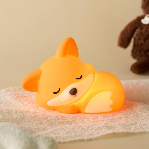 Cute Fox Night Light, Animal Lamp, Food Grade Silicone, Rechargeable, 2 Level