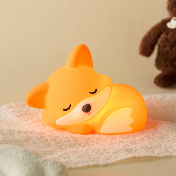 Cute Fox Night Light, Animal Lamp, Food Grade Silicone, Rechargeable, 2 Level