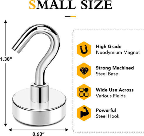 TRYMAG 60Pcs Heavy Duty Magnetic Hooks, 28Lbs+ Small Hooks for Cruise Cabins, Extra Strong for Hanging