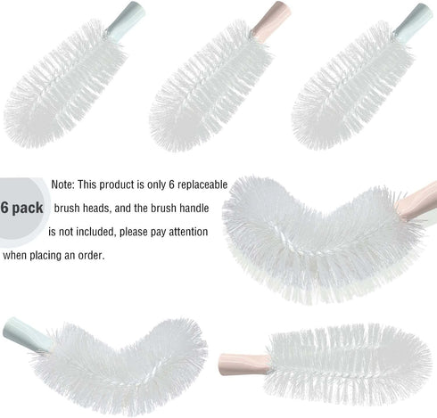 6 Pack 28" Long Bottle Brush Heads, Nylon Bristles, Bendable Replaceable Brush Heads