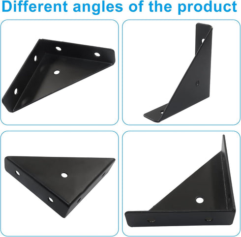 VDAMZVO 4Pcs 66mm Corner Brace Brackets, Heavy Duty Triangle Shelf Bracket Metal Corner Brackets, Cold Rolled Steel