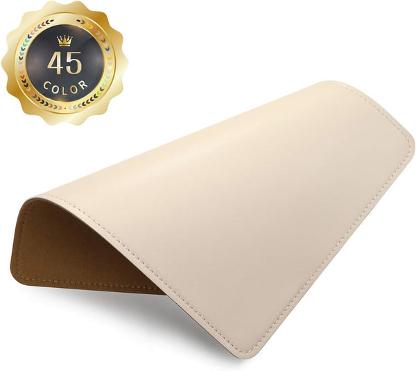 Leather Mouse Pad with Stitched Edge, Micro-Fiber Base, Non-Slip Waterproof, 8x11 Inch, Milky White