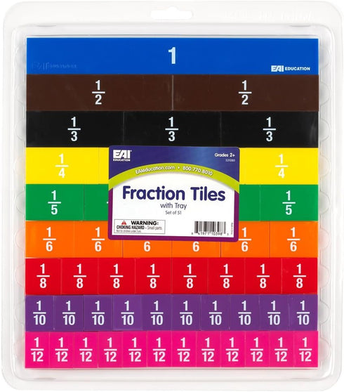 Set 51 EAI Education Fraction Tiles with Tray: Numbered