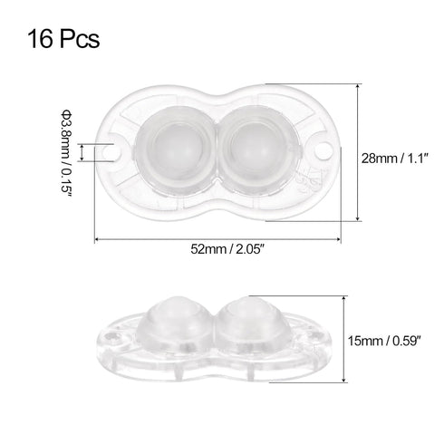 uxcell 16pcs Self Adhesive Mini Caster Wheels Universal Wheel 360° Rotation Nylon Sticky Swivel Pulley for Kitchen Small Appliances Storage Boxes Coffee Makers, Transparent