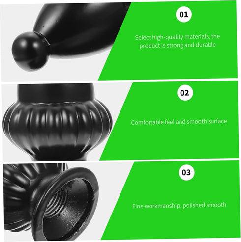 STOBOK 2pcs Decorative Lamp Finial Knob for Floor and Table Lamps Black Aluminum Harp Frame Shade Decor Internal Thread