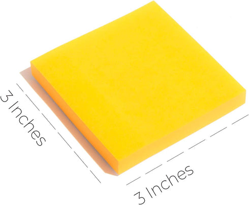 Sticky Notes 3x3 in (12 Pads), Bright Colored Super Self Sticky Pads, 100 Sheets/Pad, Easy to Post for School, Office