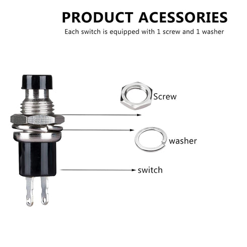 Clyxgs Momentary Push Button Switch, SPST Normal Closed NC Switch 2 Pin Mini Micro 1A 250V AC, 30 PCS