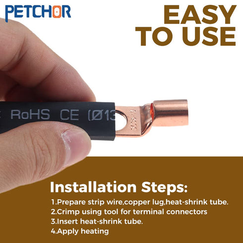 160PCS Copper Wire Terminal Connectors, 80Pcs Battery Cable Lugs and 80Pcs Heat Shrink Tube, AWG 2-12