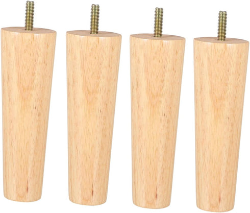 4pcs M8 5x15cm Beavorty Wood Furniture Legs Tapered Table Legs Cabinet Feet with Threaded Rod for Coffee Table Desk